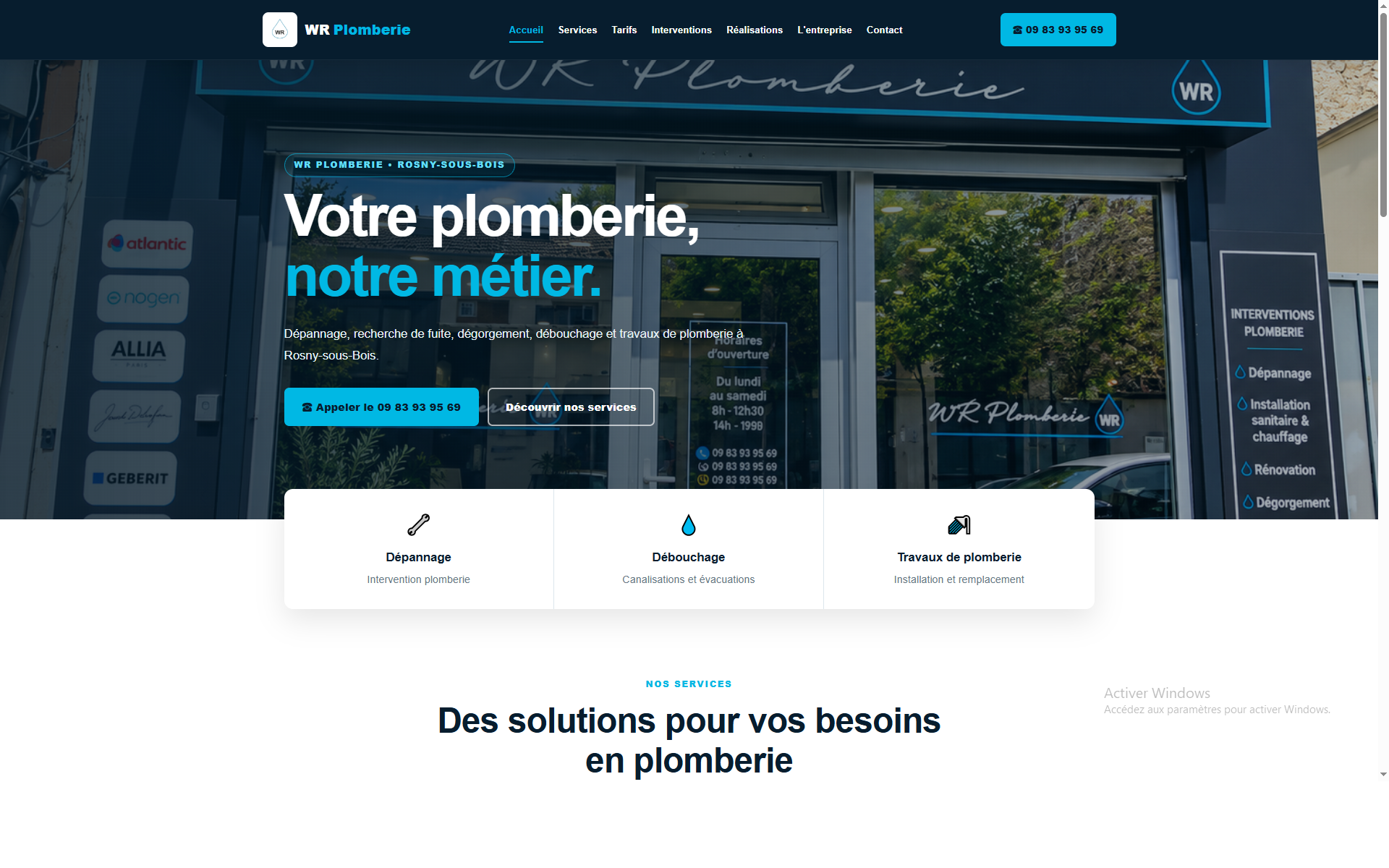Capture du site WR Plomberie